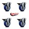 Service Caster 4'' Blue Poly Wheel Swivel Bolt Hole Caster Set with Posi Lock Brakes, 4PK SCC-BH20S414-PPUB-BLUE-PLB-4 - alternate 2